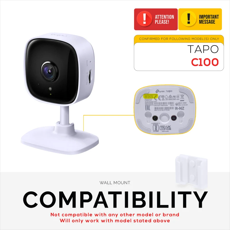 2er-Pack selbstklebende Wandhalterung für C100 TP-Link Tapo-Kamera, einfach zu installierende Halterung, kein Durcheinander, reduziert tote Winkel und verbesserte Sicht, Installation zum Aufkleben und Einschrauben