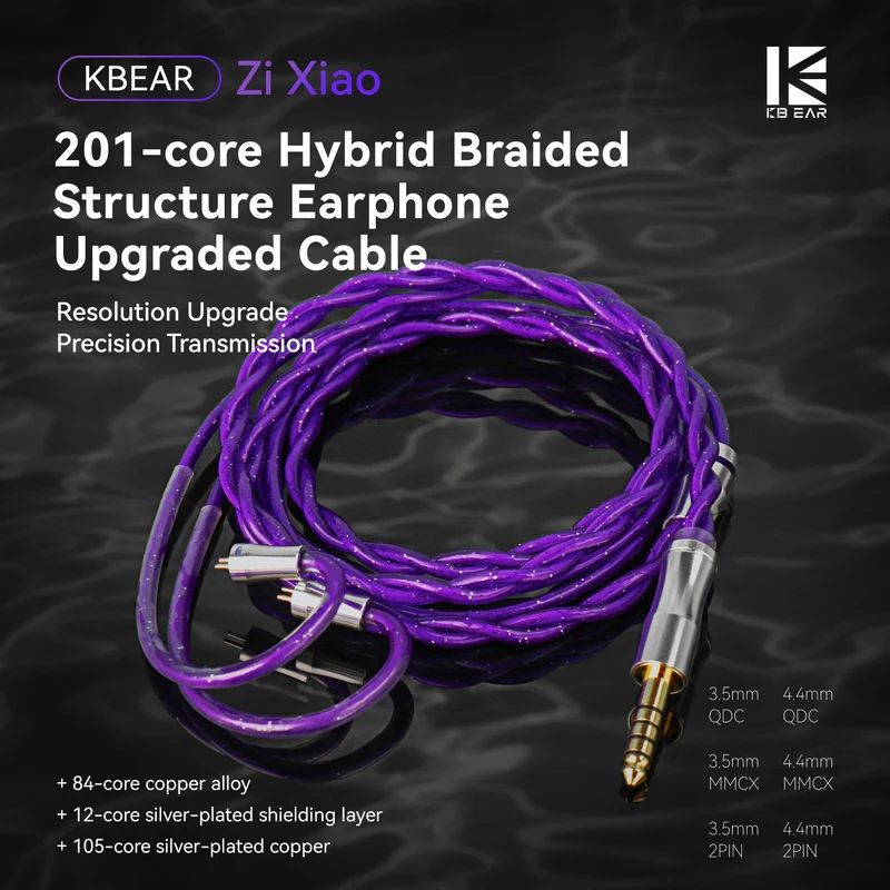 【KBEAR Zi Xiao】201-core Hybrid Braided Structure Earphone Upgraded Cable