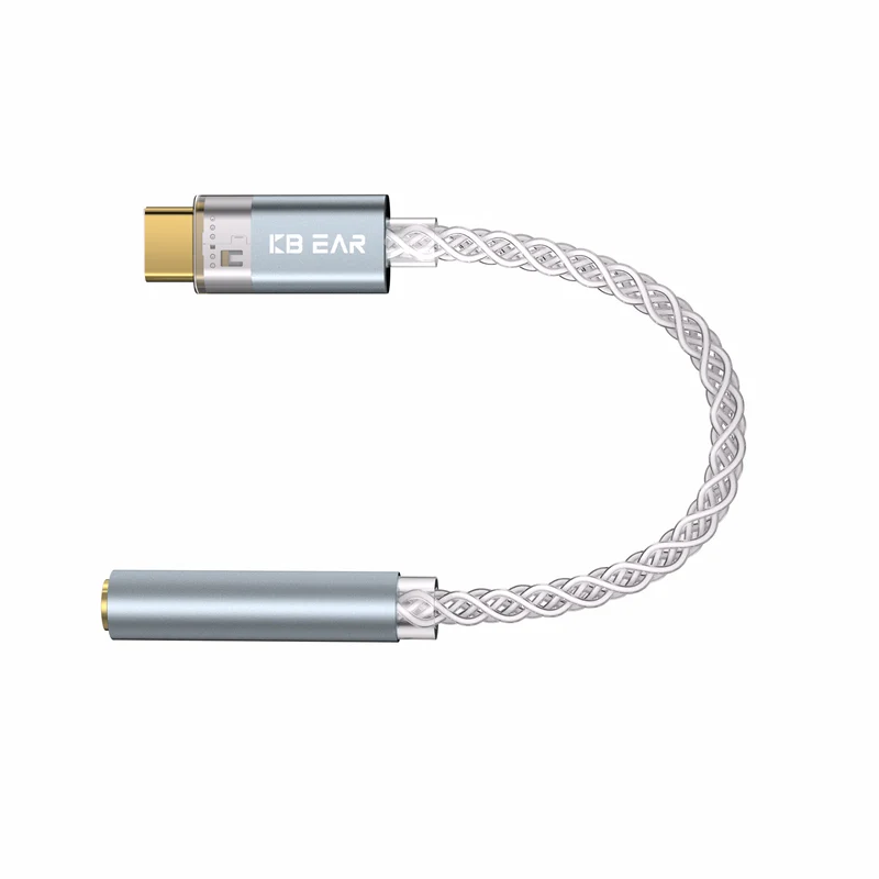 【KBEAR Moondust KW8——Clearance】8-Strand OCC Type-C to 3.5mm Decoding Adapter, Pure HiFi Sound Quality