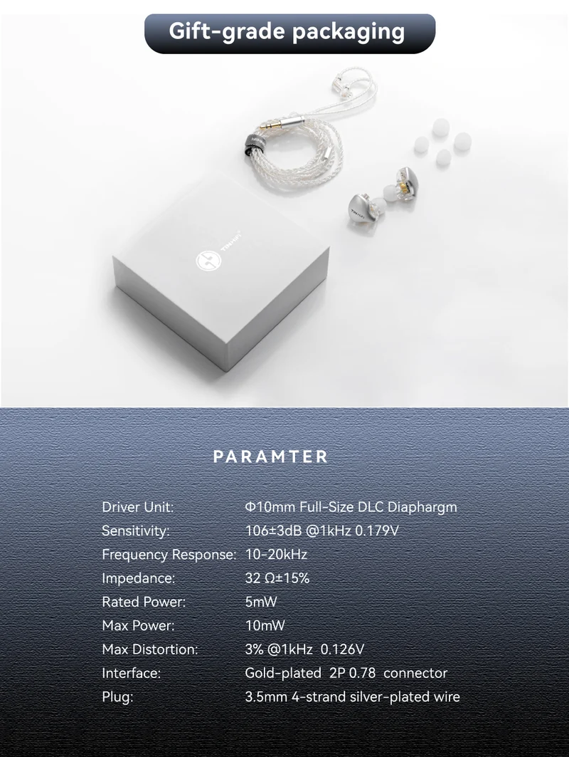 【TINHIFI C1】in Ear Earphones 10MM Full-size DLC Diaphragm DD IEM Headphone Earbuds