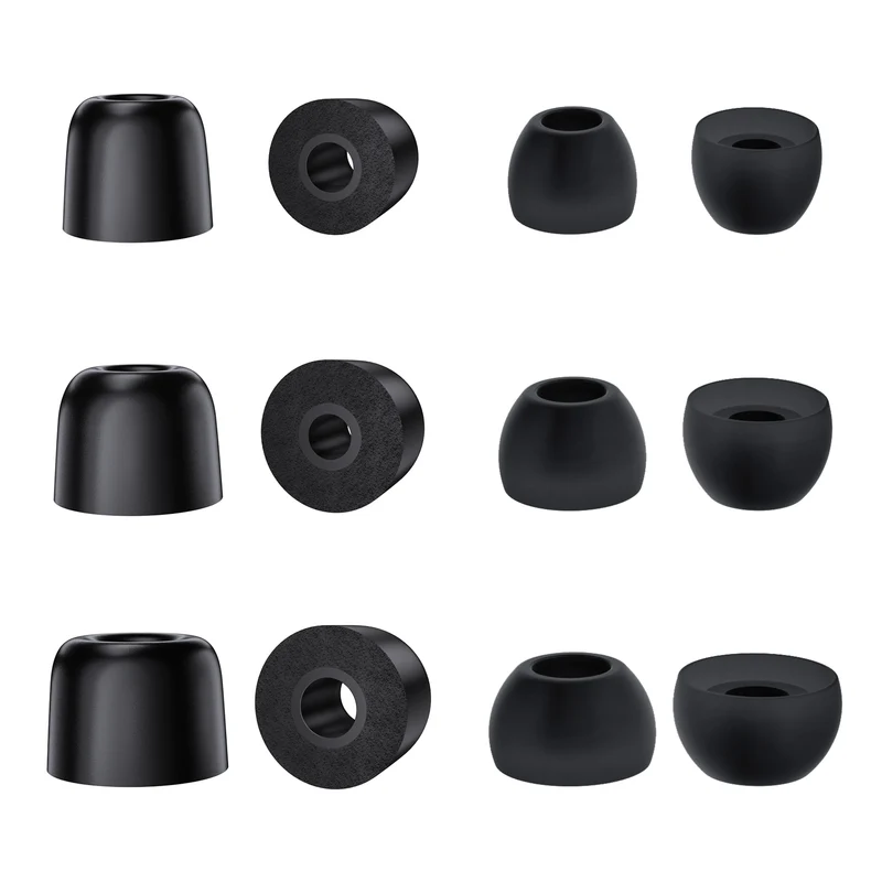 【KBEAR FT01】 Silicone + Memory Foam Eartips Combo Set, 3 Pairs Silicone Eartips 3 Pairs Memory Foam Eartips