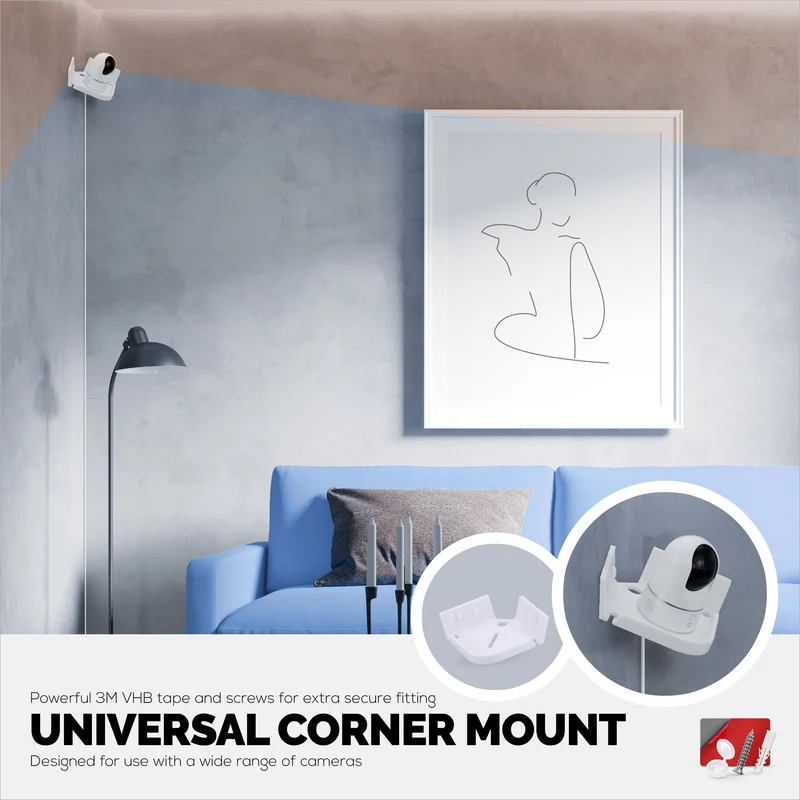 Tilt Corner Baby Monitor & Security Camera Wall Mount Holder Serasi dengan Wansview, Blink, TP Link, Ring & Lagi (CRN04)
