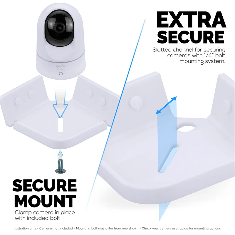 Tilt Corner Baby Monitor & Security Camera Wall Mount Holder Serasi dengan Wansview, Blink, TP Link, Ring & Lagi (CRN04)