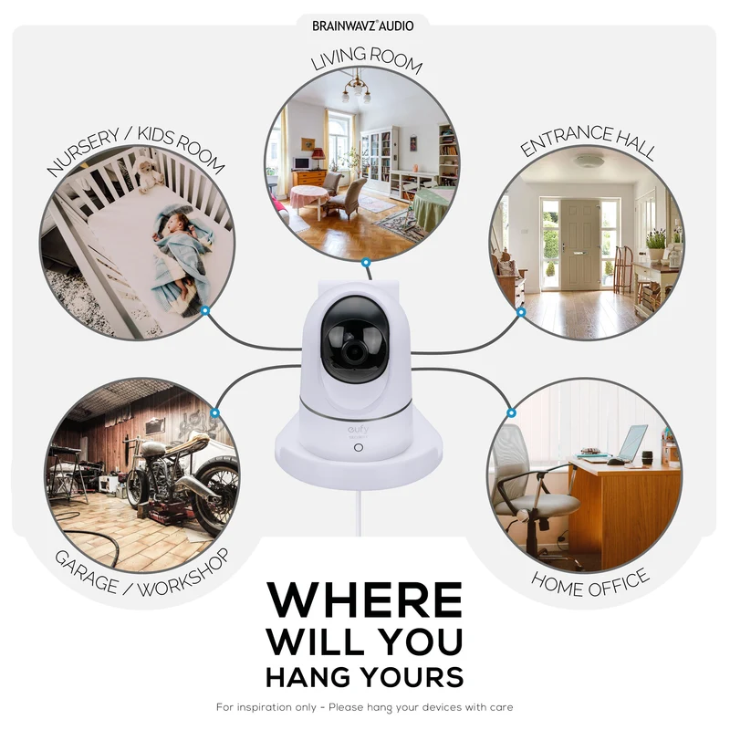 Neigbare Wandhalterung für Babyphone und Sicherheitskameras für Eufy, Wyze, Wansview, Blink, TP-Link, Ring und mehr – Klebe- und Schraubmontage, einfach zu installierende Halterung (W07)