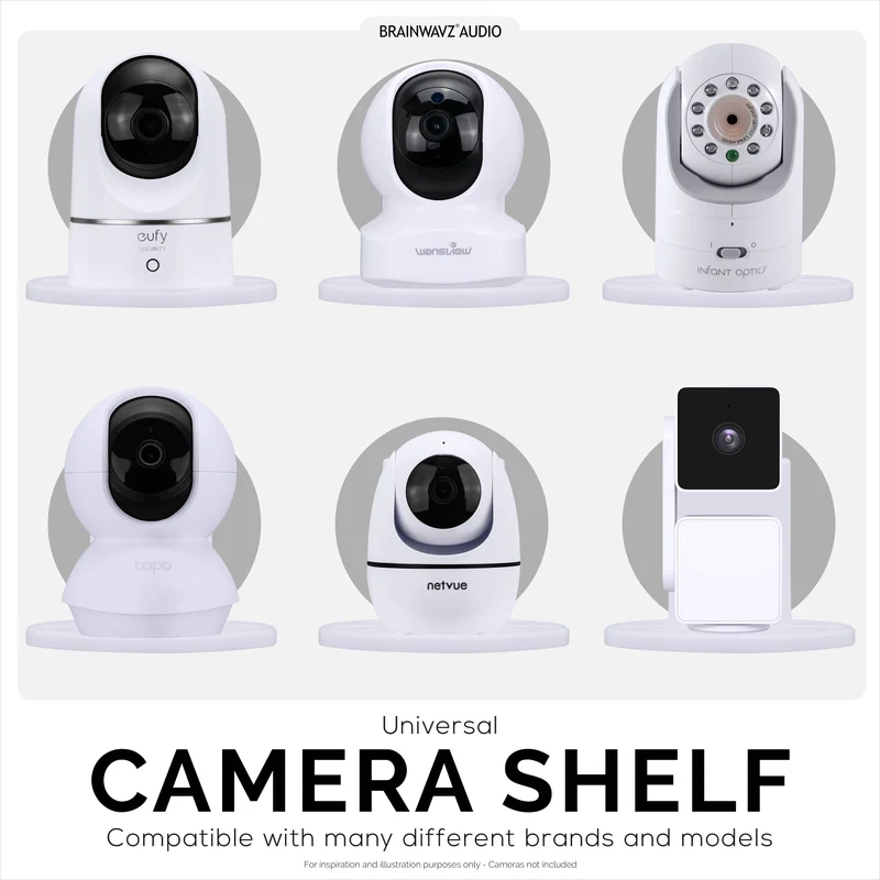 Rak Pemegang Pelekat Dinding Monitor Bayi & Kamera Keselamatan untuk Eufy, Wyze, Nanit, Infant Optics, Blink, TP Link, Kasa, Ring & Banyak Lagi, Pendakap Keselamatan Mudah Dipasang (W06)