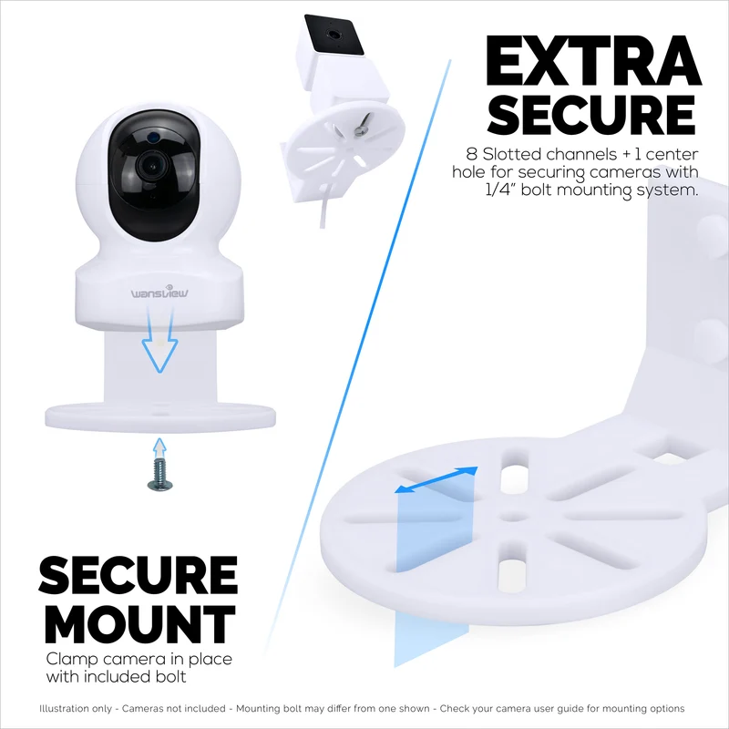 Rak Pemegang Pelekat Dinding Monitor Bayi & Kamera Keselamatan untuk Eufy, Wyze, Nanit, Infant Optics, Blink, TP Link, Kasa, Ring & Banyak Lagi, Pendakap Keselamatan Mudah Dipasang (W06)