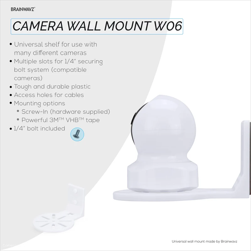 Rak Pemegang Pelekat Dinding Monitor Bayi & Kamera Keselamatan untuk Eufy, Wyze, Nanit, Infant Optics, Blink, TP Link, Kasa, Ring & Banyak Lagi, Pendakap Keselamatan Mudah Dipasang (W06)