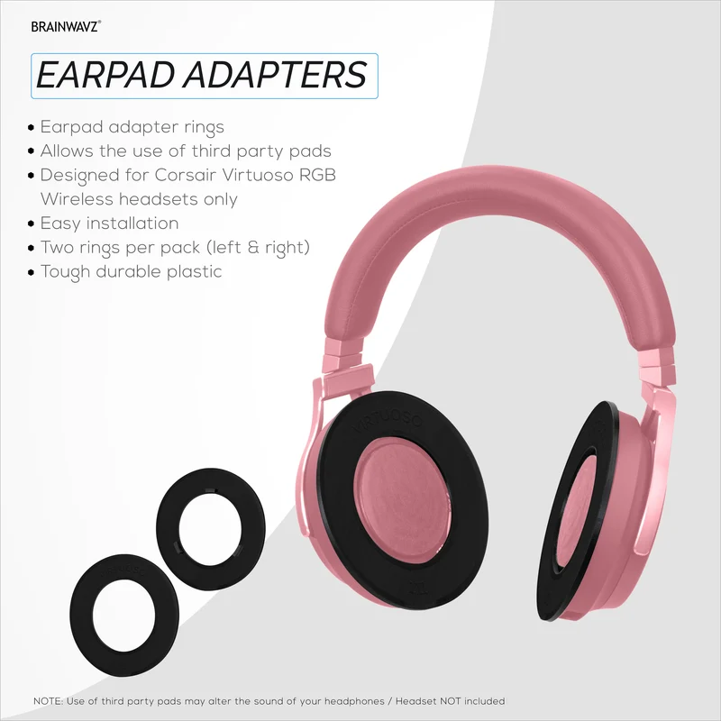 Ohrpolster-Adapterring für Corsair Virtuoso RGB Wireless Gaming Headset – zur Verwendung mit Brainwavz Ersatz-Ohrpolstern rund 100 mm