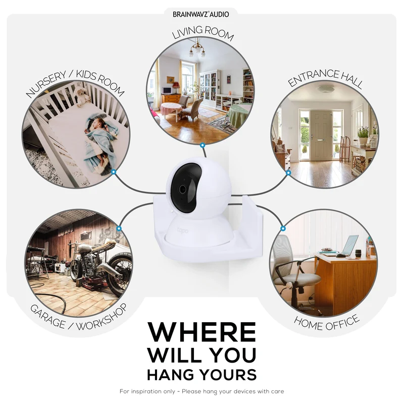 Lekap Dinding Penjuru untuk Tapo Pan/Tilt C200/C210 Pet & Baby Camera Indoor, Pendakap Pemegang Kamera Keselamatan, Kurangkan Bintik Buta & Kekacauan, Pelekat & Pemasangan Skru Dalam