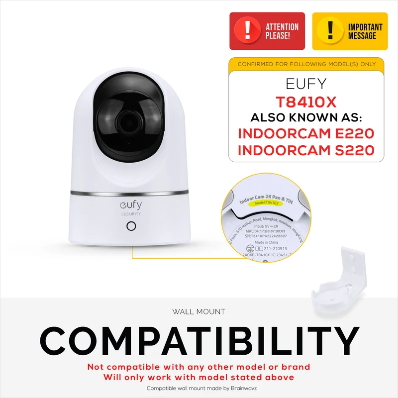 Schraubenlose Wandhalterung für die Kamera Eufy T8400X (IndoorCam E220 / S220), starker VHB-Kleber, einfach zu installierende Halterung, kein Durcheinander, weniger tote Winkel und bessere Sicht, Halterungshalterung