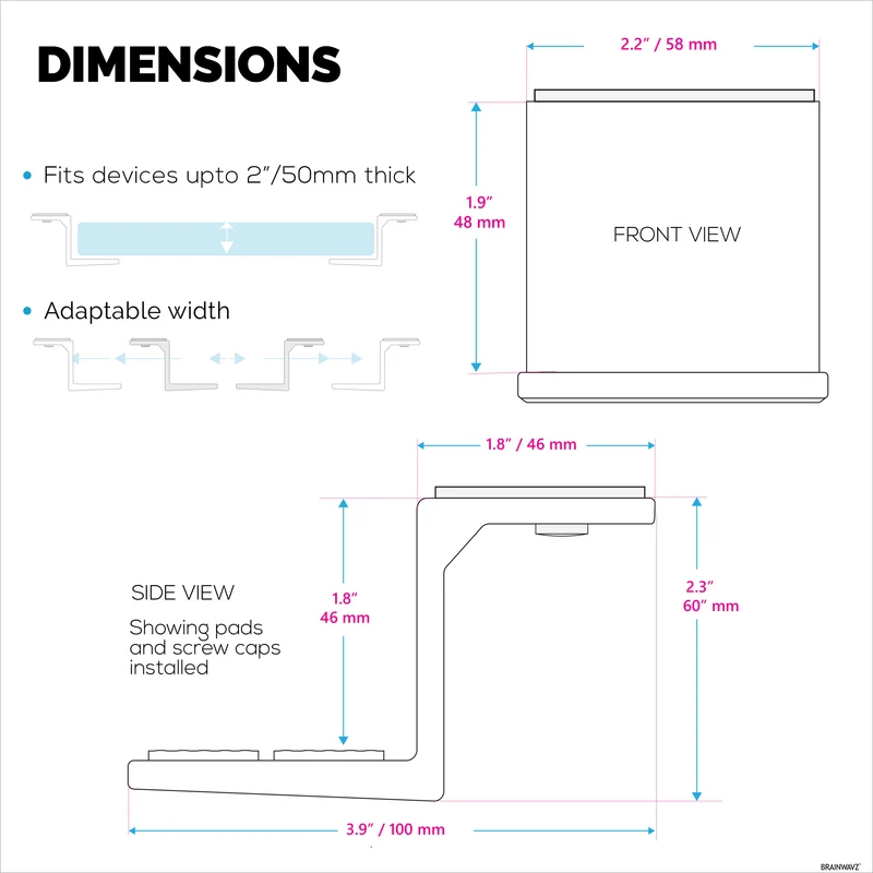 Pelekat Di Bawah Meja Lekap Pemegang Komputer Riba, Sehingga 1.9” / 48mm Tebal, Untuk Komputer Riba Penghala Macbook Tablet Permukaan iPad & Banyak Lagi
