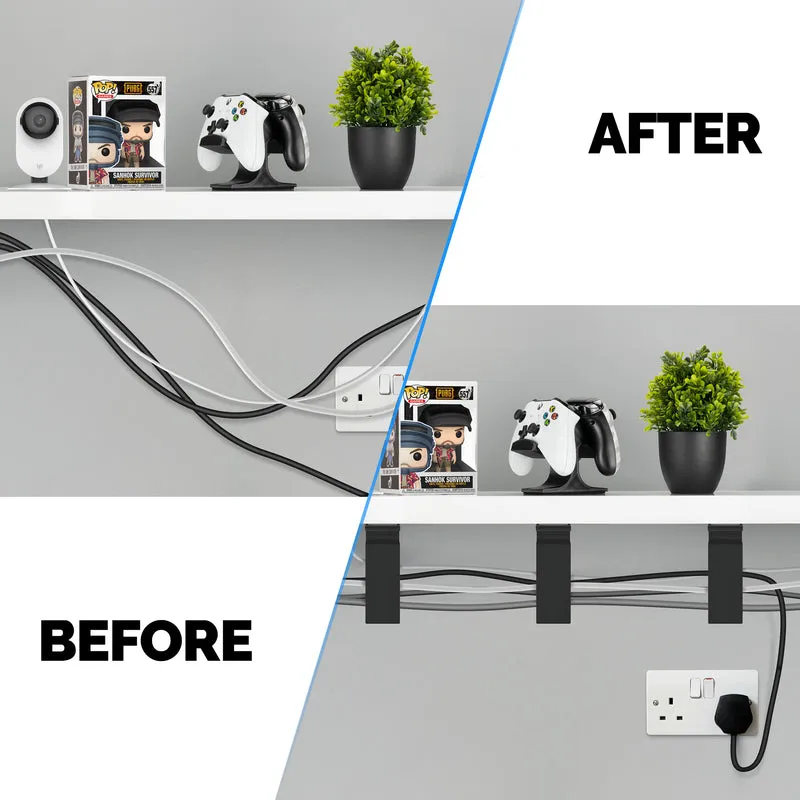 3-teiliger VHB-Kabel-Organizer-Halter, für schwere Kabel, PC-Kabel und Drähte mit starkem Klebstoff, Verwaltungssystem zur Untertischmontage – XL
