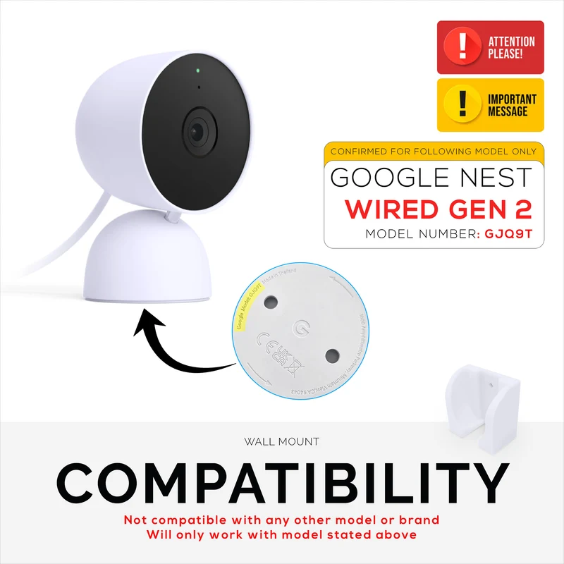 Wandhalterung für Google Nest WIRED Überwachungskamera der 2. Generation – selbstklebend und einschraubbar, einfaches Steckdesign