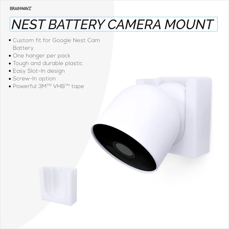 Wandhalterung für Google Nest BATTERY Überwachungskamerahalterung – selbstklebend und einschraubbar, problemlose Installation, einfaches Steckdesign