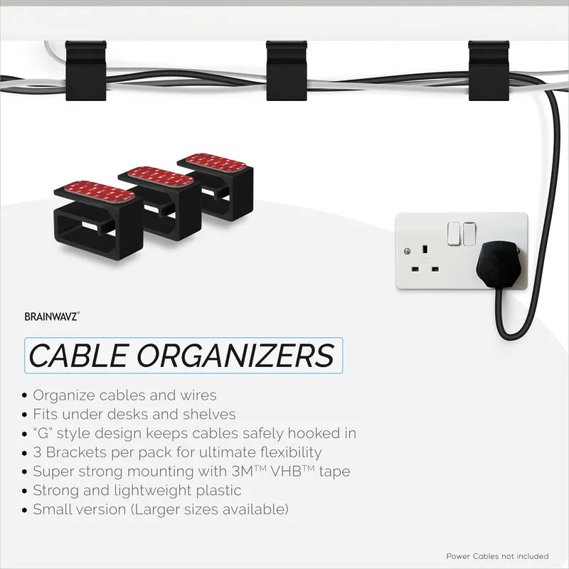 3-teiliger VHB-Klebe-Kabel-Organizer-Halter, für schwere Kabel, PC-Kabel und -Drähte mit starkem Klebstoff, Verwaltung unter dem Schreibtisch – klein