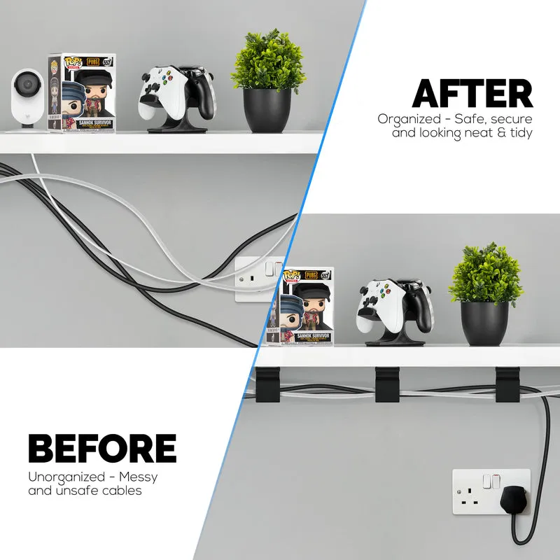 3-teiliger VHB-Klebe-Kabel-Organizer-Halter, für schwere Kabel, PC-Kabel und -Drähte mit starkem Klebstoff, Verwaltung unter dem Schreibtisch – klein
