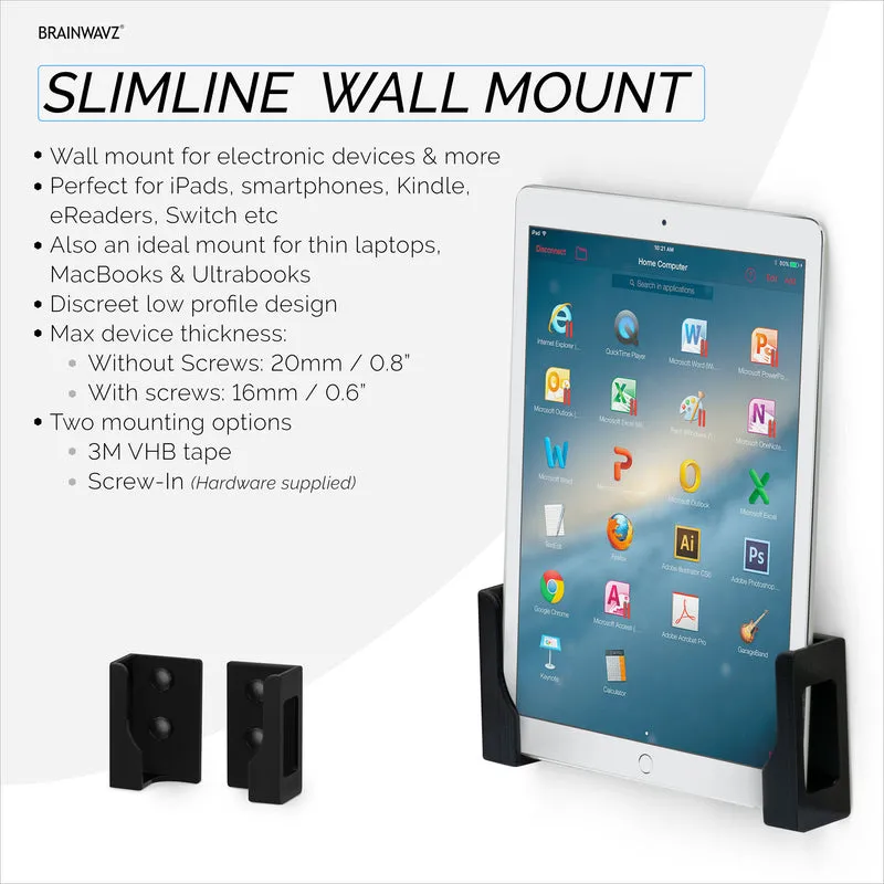 Selbstklebende Tablet- und Slim-Laptop-Wandhalterung für iPad, Android, Macbook, Surface, iPad Air, Mini & Pro, Galaxy Tab Note eBooks, Kindle und mehr