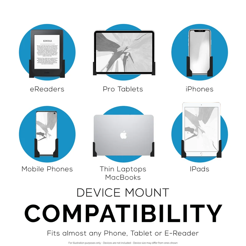 Selbstklebende Tablet- und Slim-Laptop-Wandhalterung für iPad, Android, Macbook, Surface, iPad Air, Mini & Pro, Galaxy Tab Note eBooks, Kindle und mehr