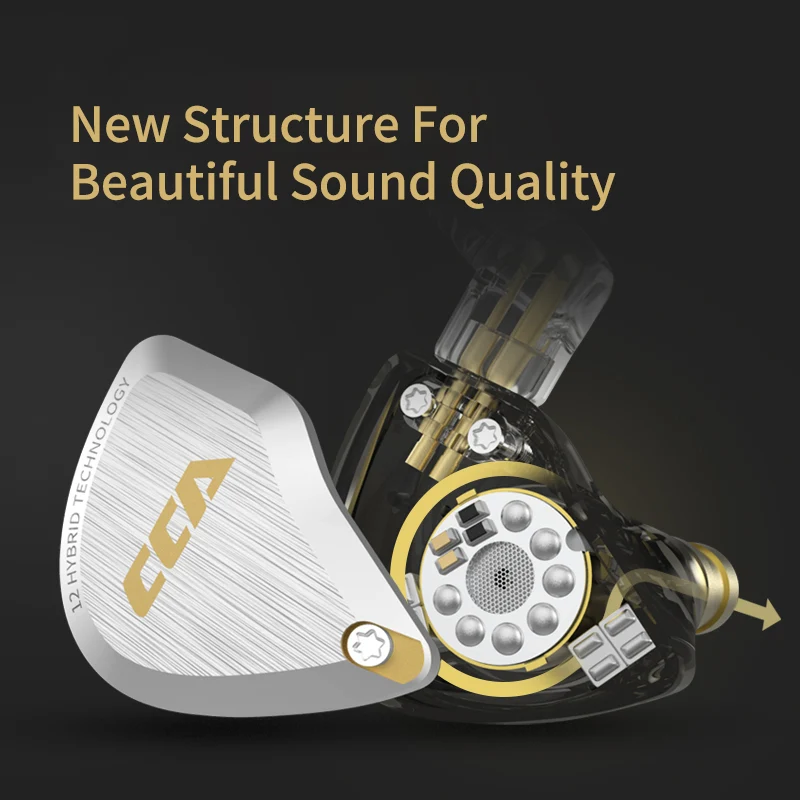 【CCA C12】5BA 1DD Hybrid HiFi IEM in Ear Monitor Headphones Noise Isolating Stereo Wired Earbuds