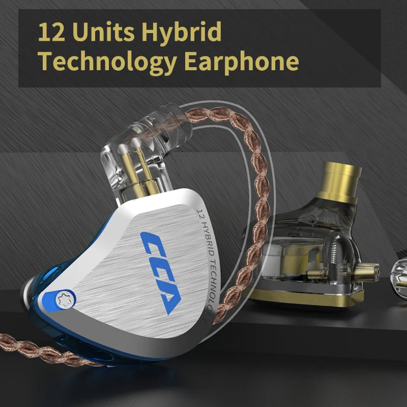 【CCA C12】5BA 1DD Hybrid HiFi IEM in Ear Monitor Headphones Noise Isolating Stereo Wired Earbuds