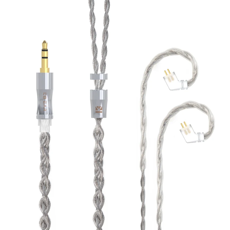 【KBEAR Chord】6N Graphene+4N OFC Silver-plated Mixedly Braided Upgrade Cable, 1.2m Long