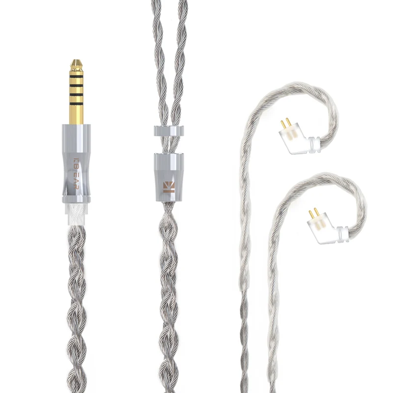 【KBEAR Chord】6N Graphene+4N OFC Silver-plated Mixedly Braided Upgrade Cable, 1.2m Long