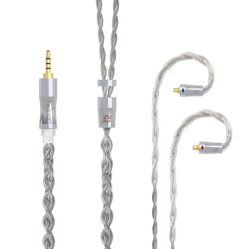 【KBEAR Chord】6N Graphene+4N OFC Silver-plated Mixedly Braided Upgrade Cable, 1.2m Long