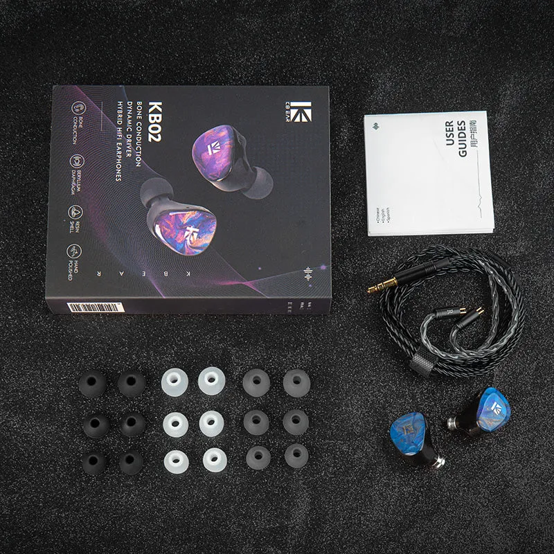 【KBEAR KB02】Beryllium-plated Dynamic Driver Super Bass Bone Conduction in Ear Monitor Headphones