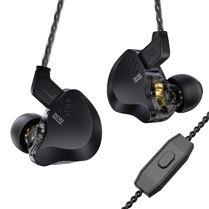 【CCZ SOLO DC02】Dual Magnetic Circuit DD HIFI IEM Headphones, Wired Gaming Earbuds Noise Cancelling