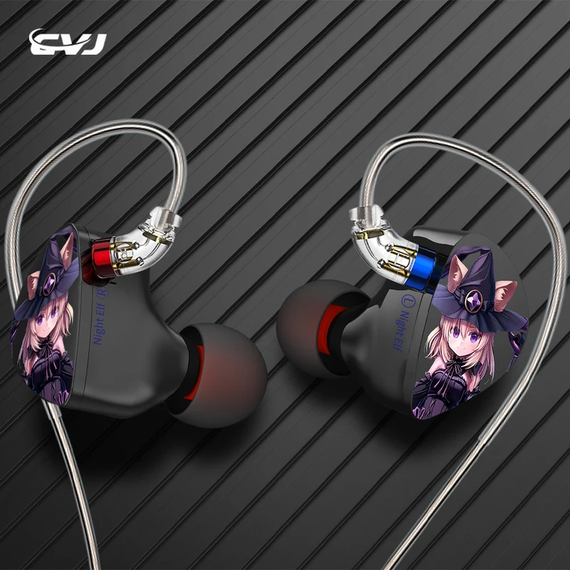 【CVJ Night Elf】 Dual-Channel Three-Unit in Ear Monitor Wired Earbuds with DLC Diamond Diaphragm IEM Earphones