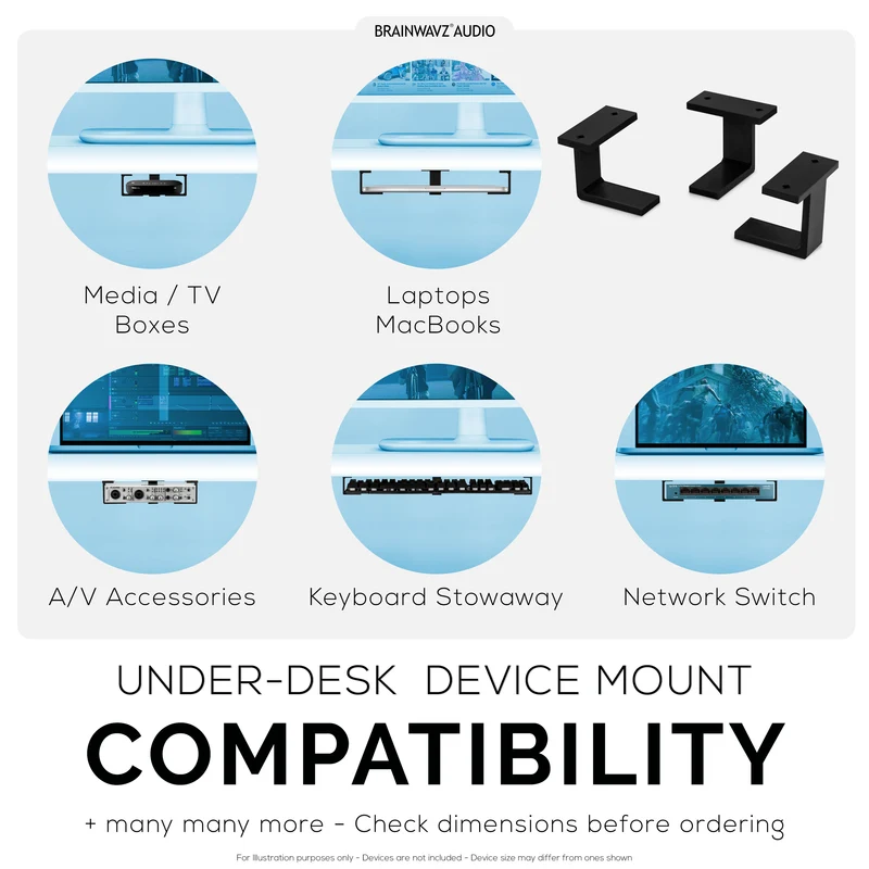 Pemegang Pelekap Komputer Riba Di Bawah Meja, Skru Masuk, Peranti sehingga 1.7" Tebal Untuk Komputer Riba Penghala Macbook Permukaan iPad Tablet & Banyak Lagi