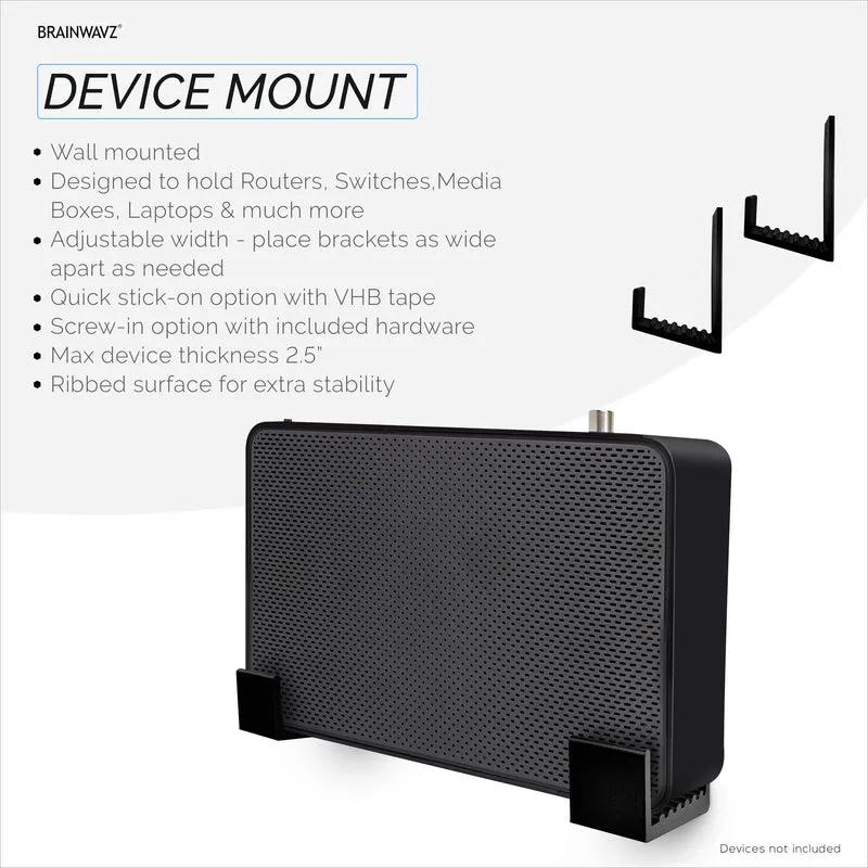 2.5 cm Kabelbox Wandhalterung, selbstklebend und schraubbar, für Router, Laptops, Modem, Mesh-WLAN, Apple TV, Netzwerk-Switch und mehr