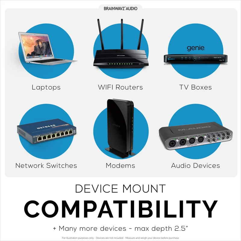 2.5 cm Kabelbox Wandhalterung, selbstklebend und schraubbar, für Router, Laptops, Modem, Mesh-WLAN, Apple TV, Netzwerk-Switch und mehr