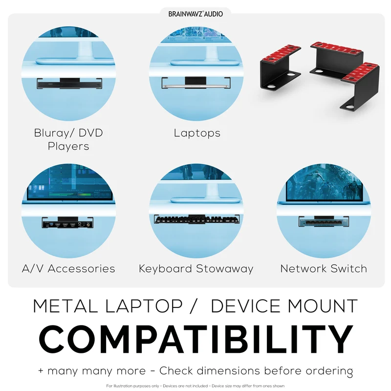 Laptop-Halterung aus Metall unter dem Schreibtisch, Halterung für Geräte wie Laptops, MacBooks, Surface-Tastatur, Router, Modems, Kabelbox, Netzwerk-Switch und mehr