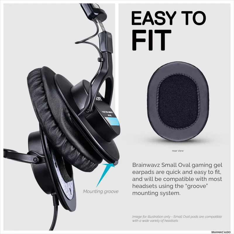 Pad Telinga Fon Kepala Permainan Dipertingkat - Bujur Kecil - Kulit PU dengan Gel Penyejuk & Buih Memori untuk Steelseries, Hyperx, Sony MDR-7506, AKG, Turtlebeach, Sennheiser & Banyak Lagi
