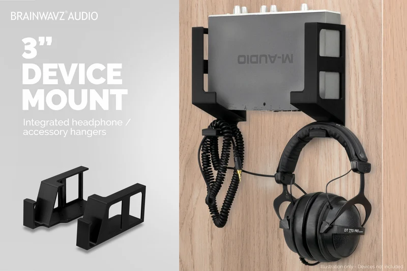 Vertikale 3 cm Wandhalterung und Kopfhörerhalter, selbstklebend und schraubbar für Laptops, Modem-Router, Mesh-TV-Kabelbox, Netzwerk-Switch und mehr
