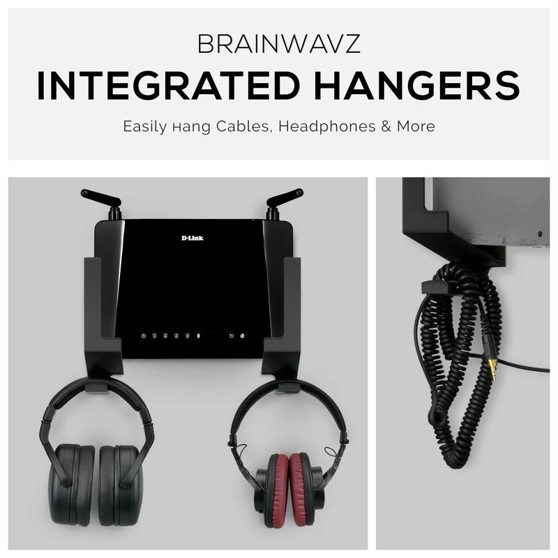 Vertikale 3 cm Wandhalterung und Kopfhörerhalter, selbstklebend und schraubbar für Laptops, Modem-Router, Mesh-TV-Kabelbox, Netzwerk-Switch und mehr