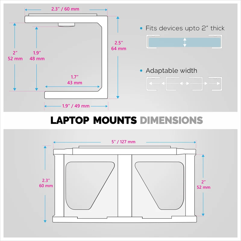 Laptop-Halterung unter dem Schreibtisch mit Klebstoff und Schrauben für Geräte wie Laptops, Macbooks, Oberflächentastatur, Router, Modem, Kabelbox, Netzwerk-Switch und mehr