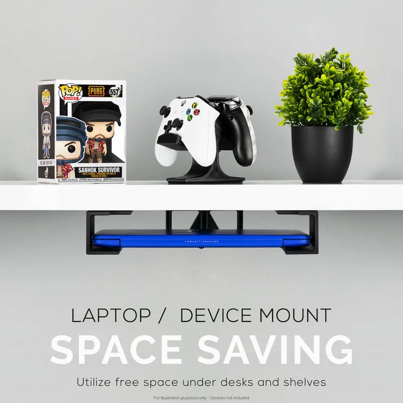 Laptop-Halterung unter dem Schreibtisch mit Klebstoff und Schrauben für Geräte wie Laptops, Macbooks, Oberflächentastatur, Router, Modem, Kabelbox, Netzwerk-Switch und mehr