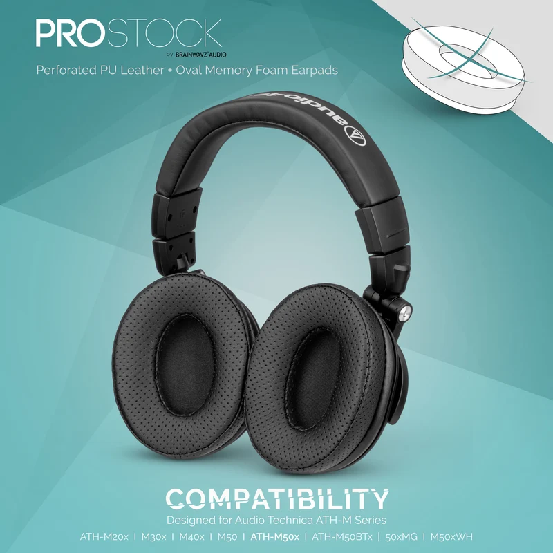 Ersatz-Ohrpolster der ProStock ATH M50X- und M-Serie – individuell gestaltete Form mit Memory-Schaum – perforiert