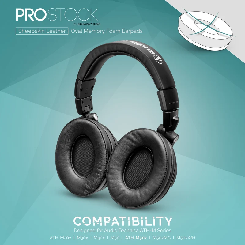 Ersatz-Ohrpolster der ProStock ATH M50X- und M-Serie – individuell gestaltete Form mit Memory-Schaum – Schafsleder