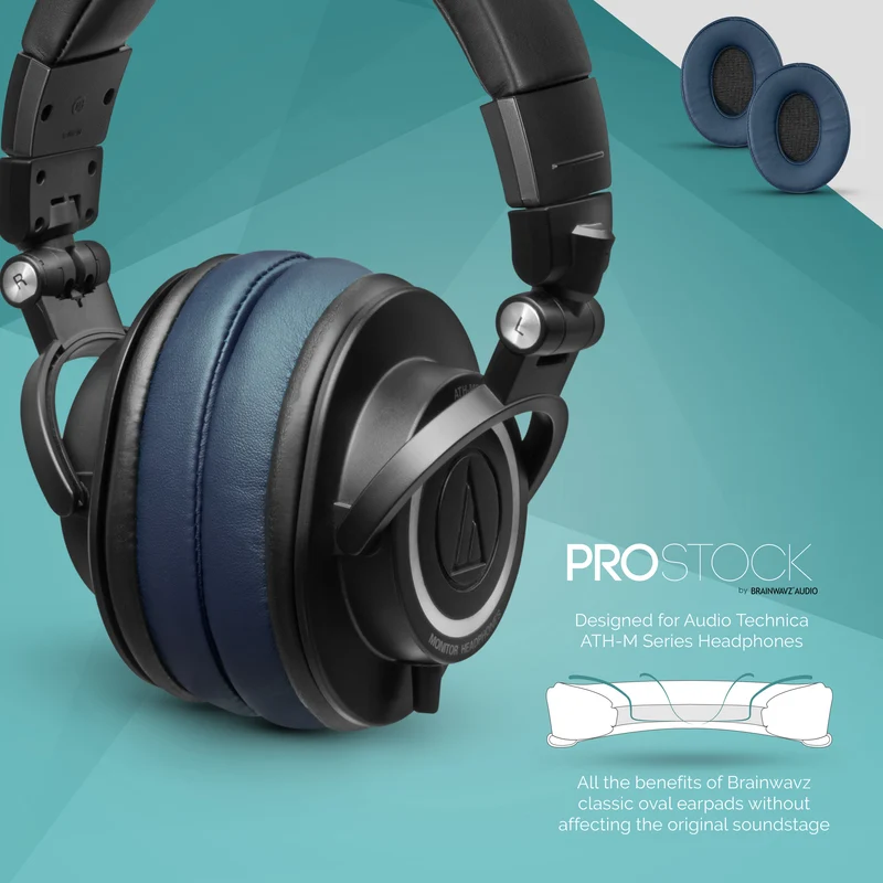 ProStock ATH M50X & M Series Ersatz-Ohrpolster – individuell gestaltete Form mit Memory-Schaum – PU