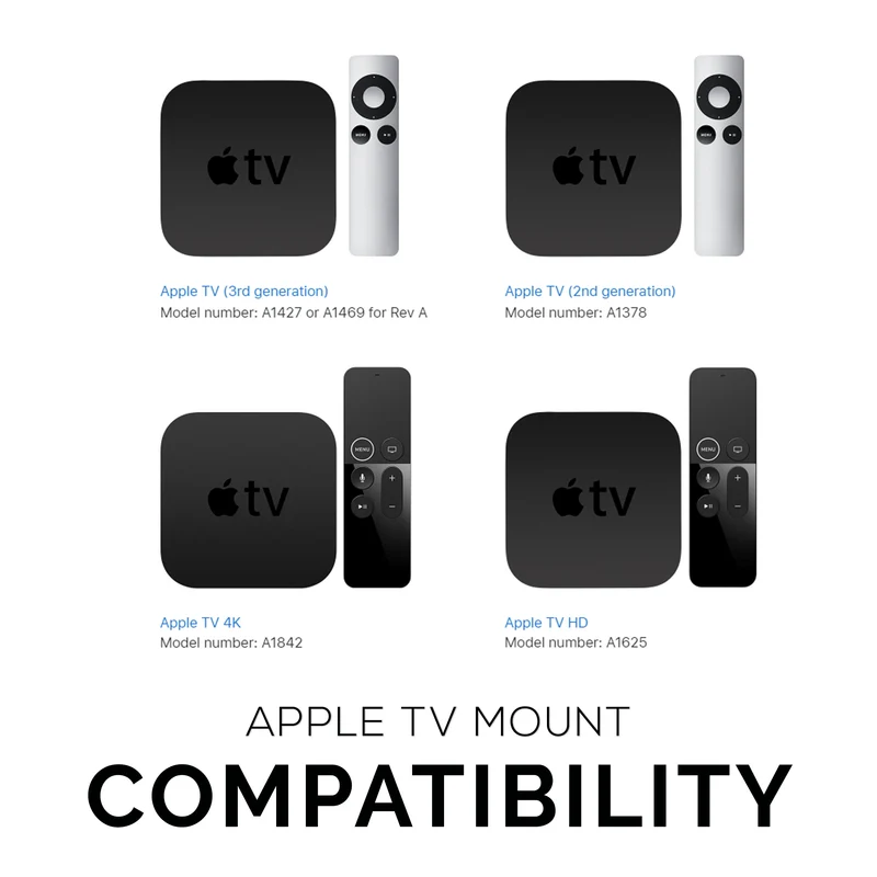 Apple TV 4K & HD Pelekat Dinding & Lekap TV - Tiada Skru atau Kekacauan