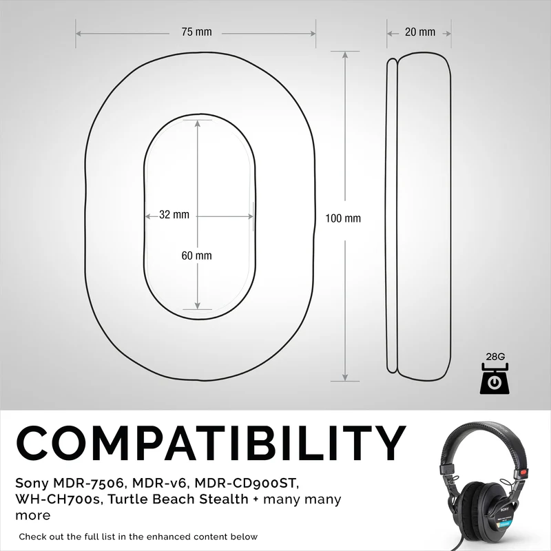 SONY MDR-7506 Ersatz-Premium-Ohrpolster - Micro Suede