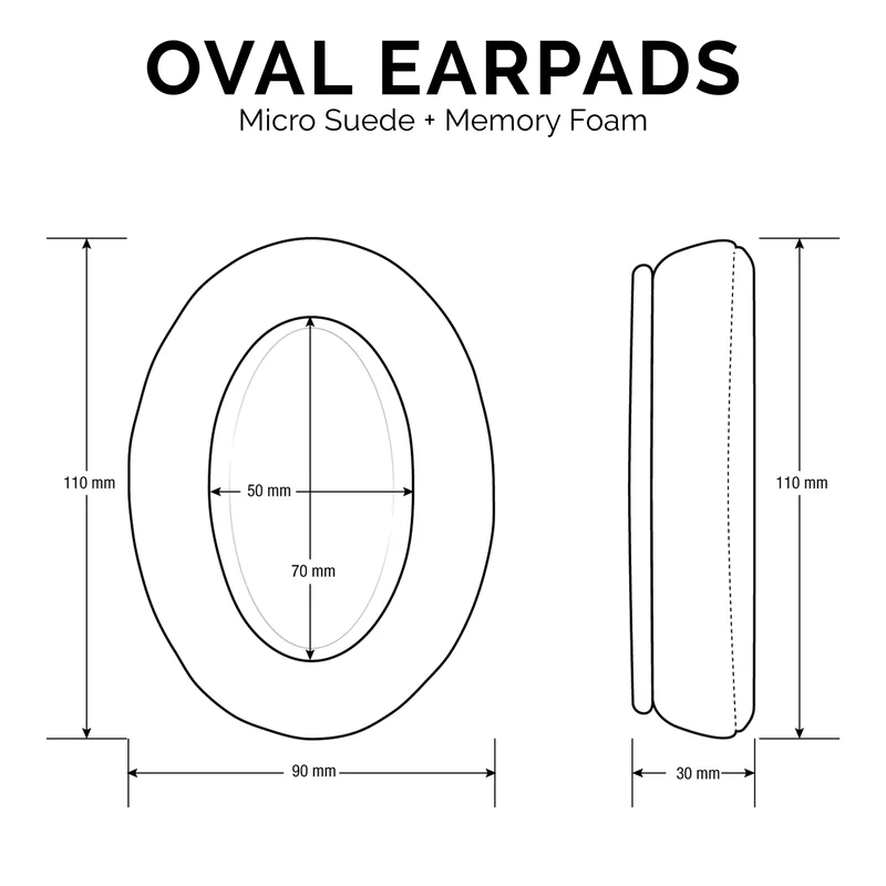Kopfhörer Memory Foam Earpads - Oval - Micro Suede