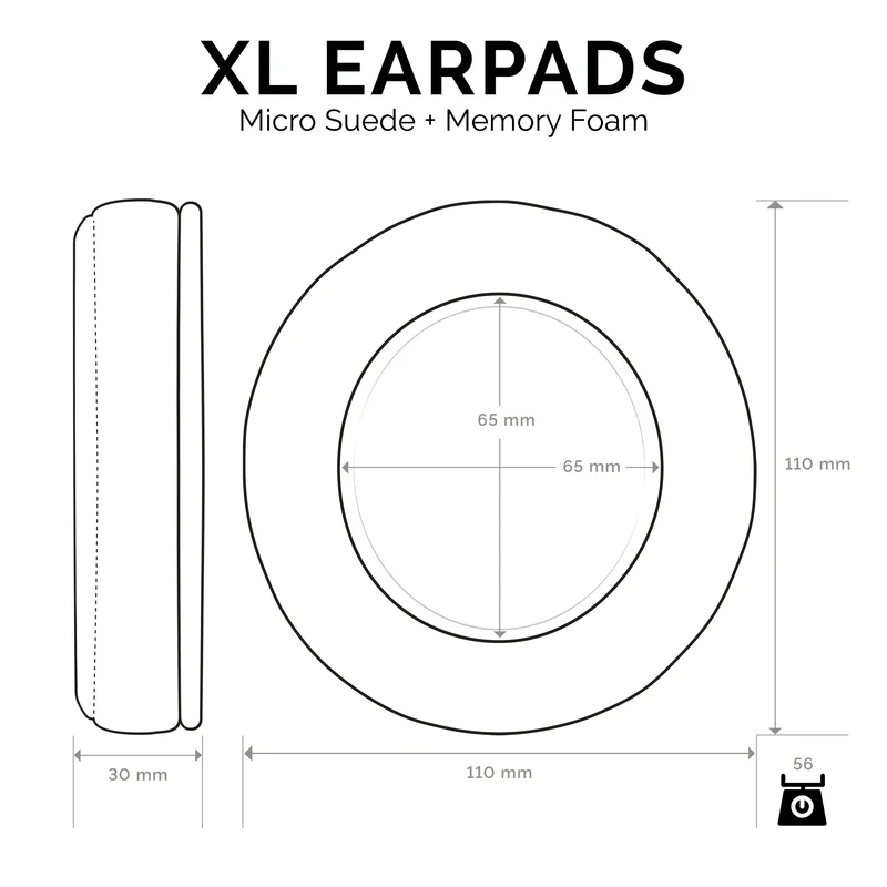 Kopfhörer Memory Foam Earpads - XL Größe - Micro Suede