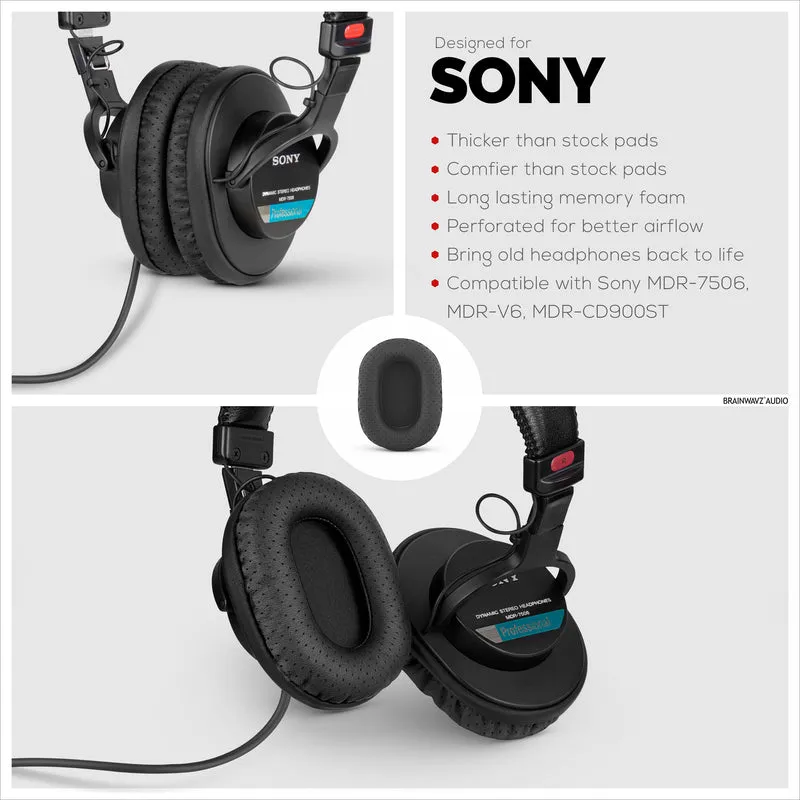 SONY MDR-7506 Perforierte Ersatz-Ohrpolster auch geeignet für V6, CD900ST Kopfhörer (PERF)