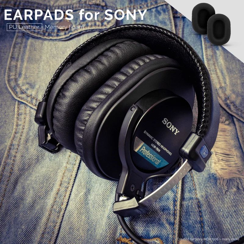 SONY MDR-7506 Ersatz-Premium-Ohrpolster - Auch geeignet für V6, CD900ST Kopfhörer (PU)