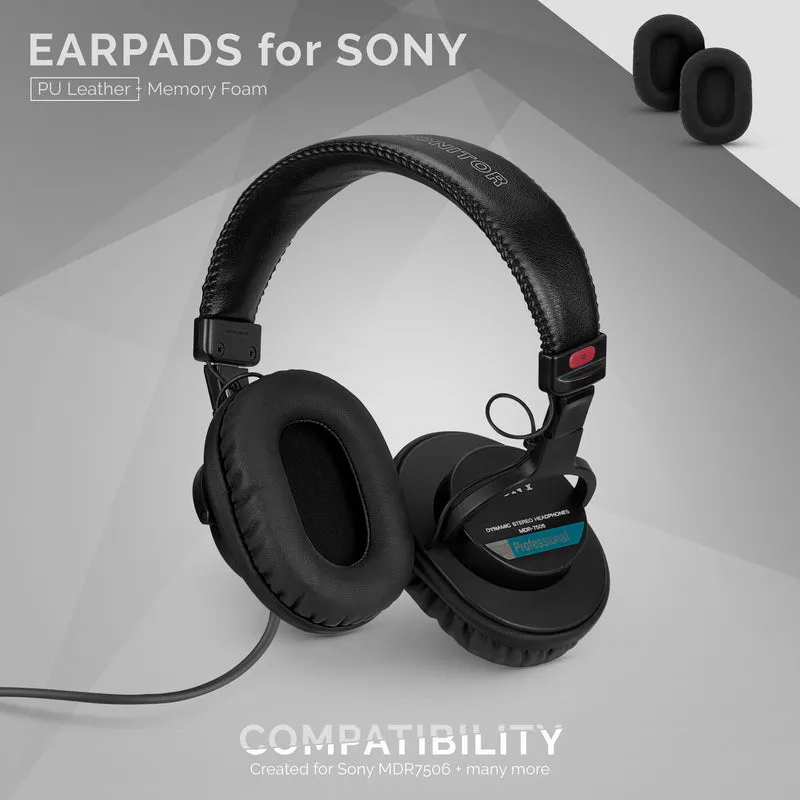 SONY MDR-7506 Ersatz-Premium-Ohrpolster - Auch geeignet für V6, CD900ST Kopfhörer (PU)