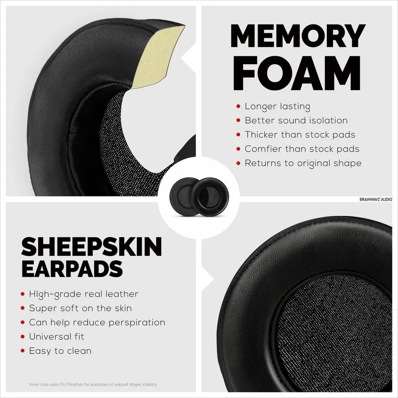 Kopfhörer Memory Foam Ohrpolster - Rund - Schaffell Leder